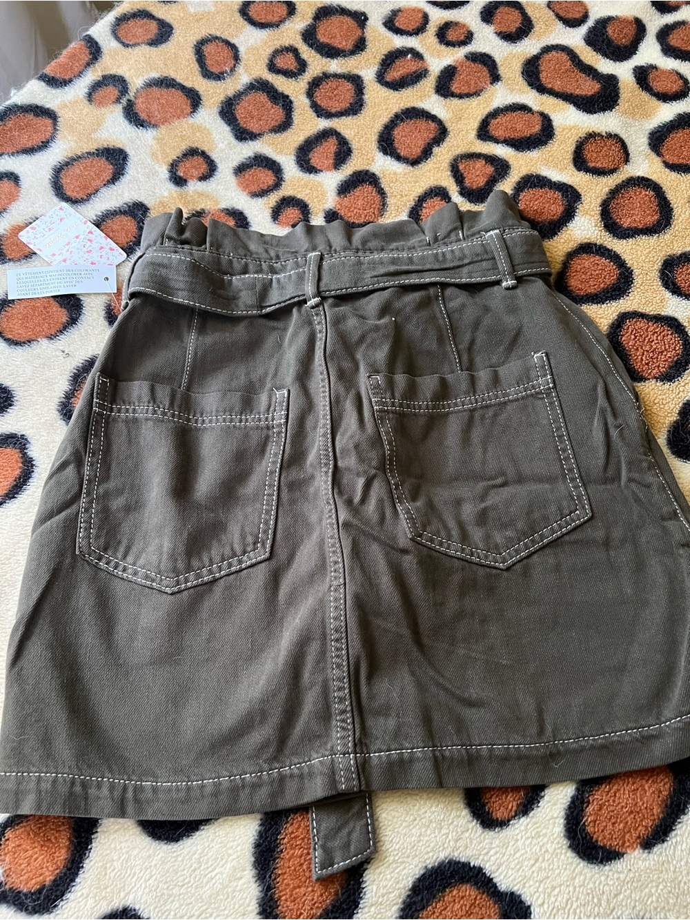 Free People Army Green Skirt with Contrast Stitching - Picture 3 of 4